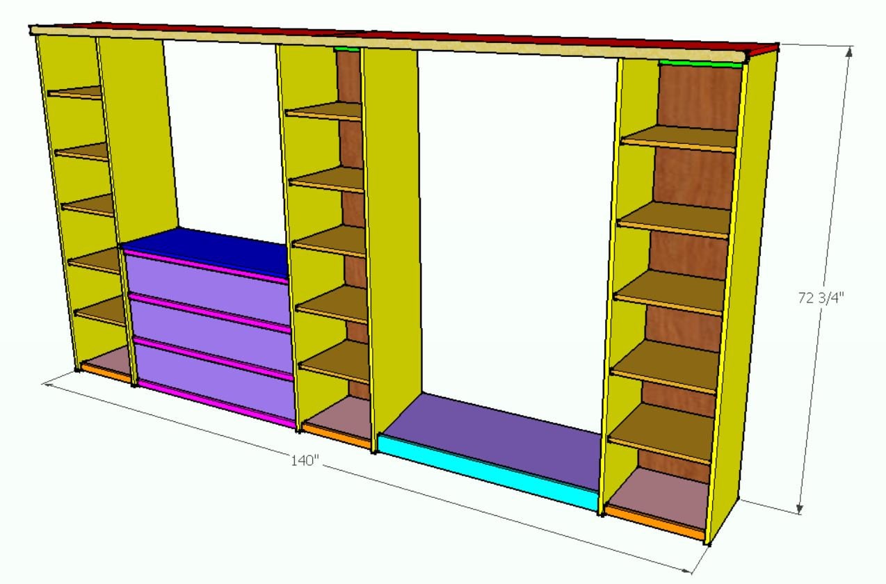 Walk-in Closet Storage System Plans