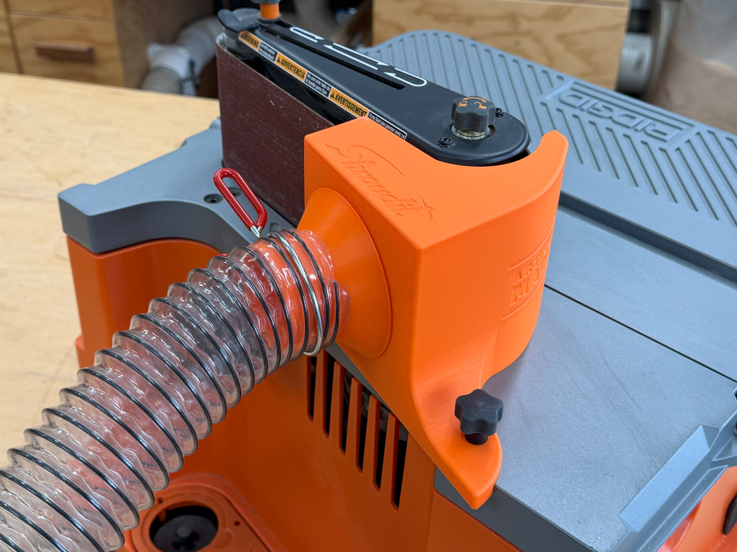 Dust Shroud For Ridgid Oscillating Sander With 2.5 Inch And 4 Inch Flex Hose Adapters (V.2), For Models EB4424, EB44241, EB44242, and EB44243 / Free Shipping