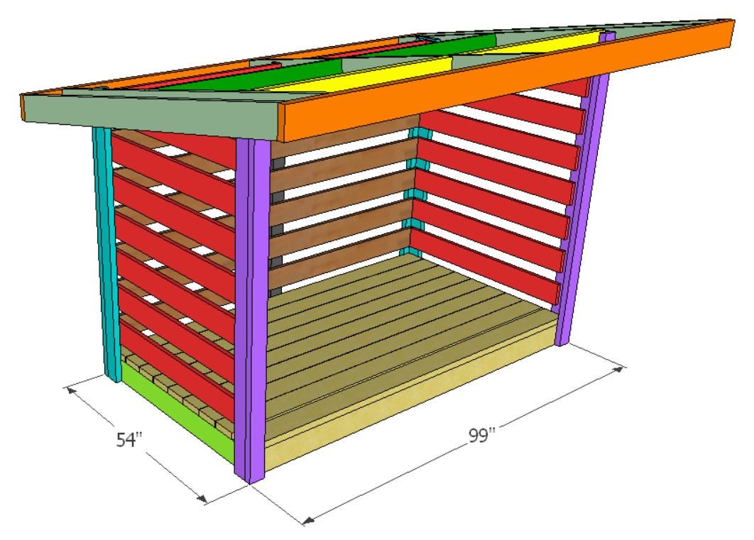 One Day Firewood Storage Shed Plans - Fits One Cord