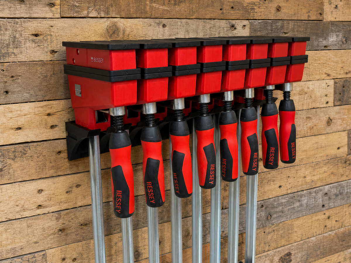 Bessey K-Body Parallel Clamp Wall Mount Storage / Hold 4 Clamps / Free Shipping Over $65