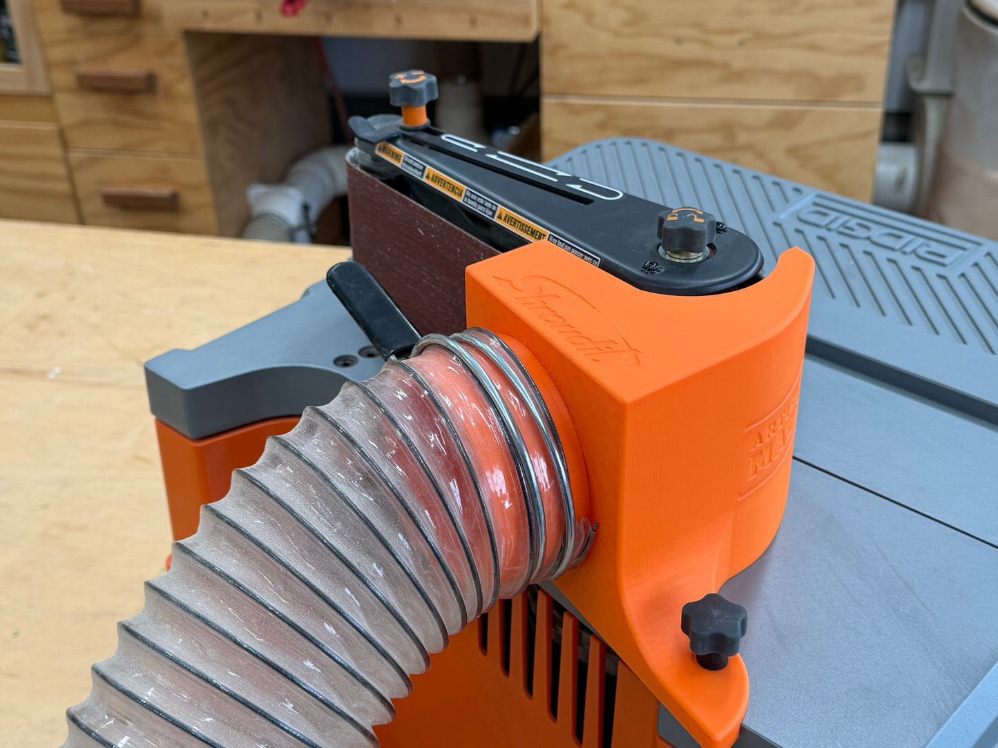 Dust Shroud For Ridgid Oscillating Sander With 2.5 Inch And 4 Inch Flex Hose Adapters (V.2), For Models EB4424, EB44241, EB44242, and EB44243 / Free Shipping